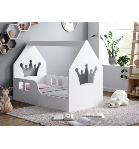 Vaikiška lova Happy House L01 Crown 140x70cm White
