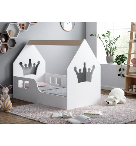 Vaikiška lova Happy House L01 Crown 140x70cm Wood