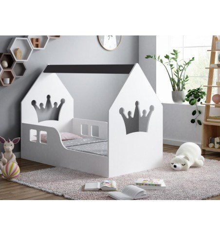 Vaikiška lova Happy House L01 Crown 140x70cm Black
