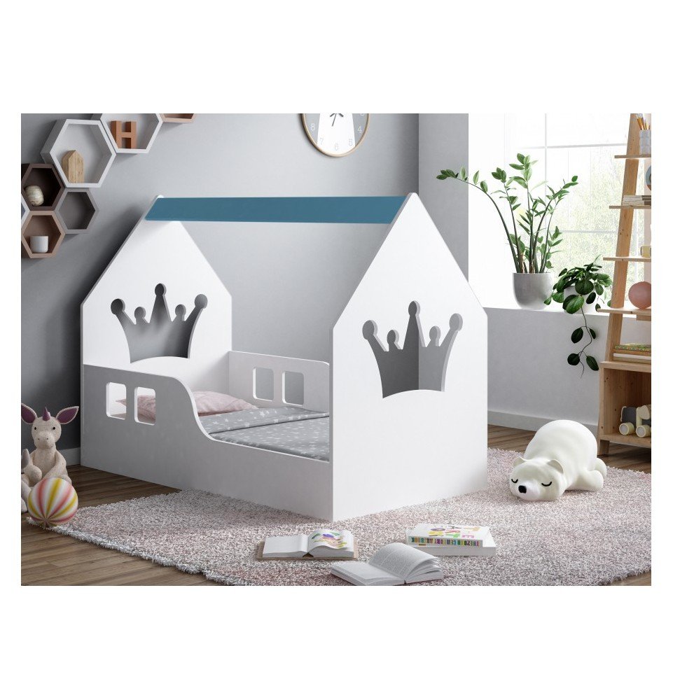 Vaikiška lova Happy House L01 Crown 140x70cm Blue Vaikiška lova Happy House L01 Crown 140x70cm Blue