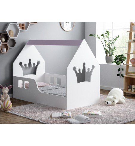 Vaikiška lova Happy House L01 Crown 140x70cm Violet