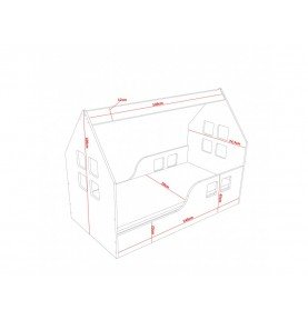 Vaikiška lova Happy House L01 Window 01, 140x70cm Violet