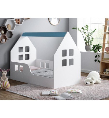 Vaikiška lova Happy House L01 Window 01, 140x70cm Blue