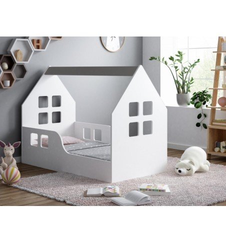 Vaikiška lova Happy House L01 Window 01, 140x70cm Grey