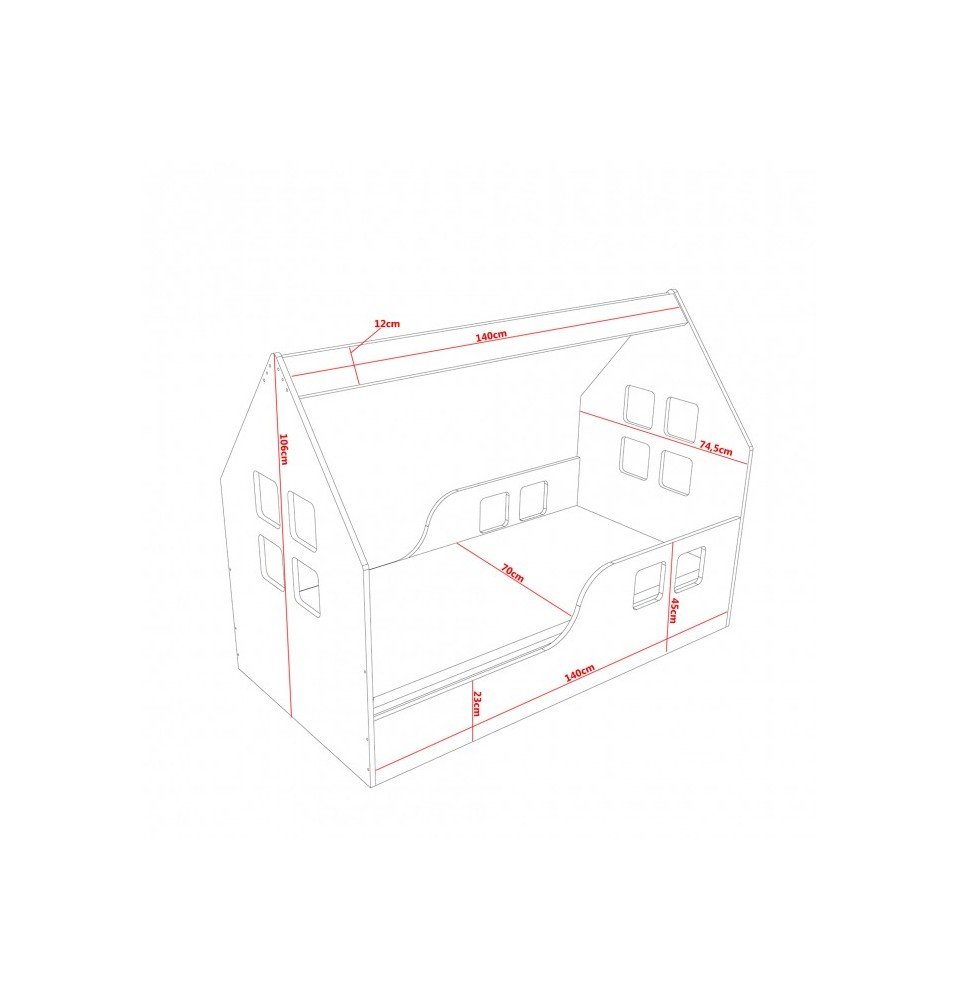 Vaikiška lova Happy House L01 Window 03, 140x70cm Pink