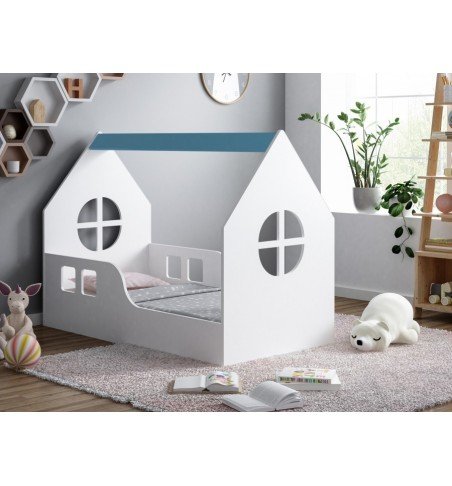 Vaikiška lova Happy House L01 Window 03, 140x70cm Blue