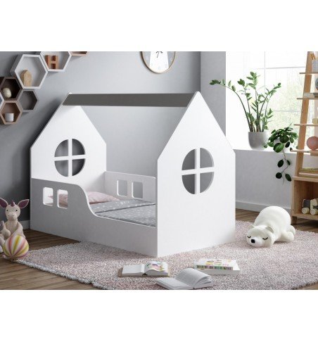 Vaikiška lova Happy House L01 Window 03, 140x70cm Grey