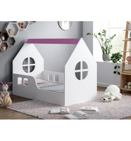 Vaikiška lova Happy House L01 Window 03, 140x70cm Pink