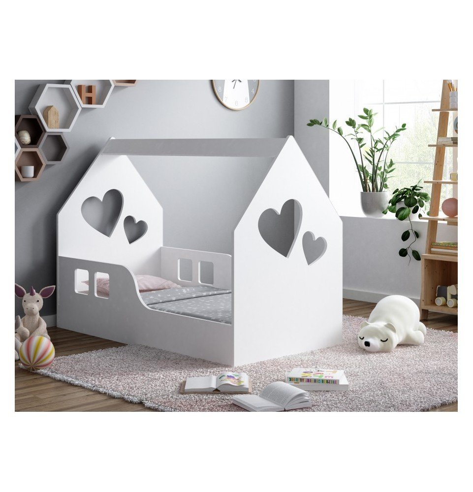 Vaikiška lova Happy House L01 Heart, 140x70cm White
