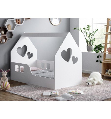 Vaikiška lova Happy House L01 Heart, 140x70cm White
