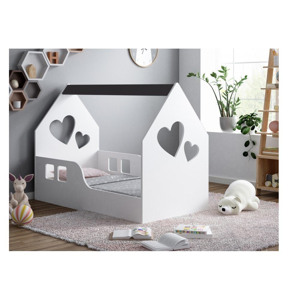 Vaikiška lova Happy House L01 Heart, 140x70cm Black