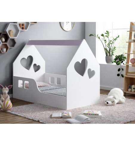 Vaikiška lova Happy House L01 Heart, 140x70cm Violet