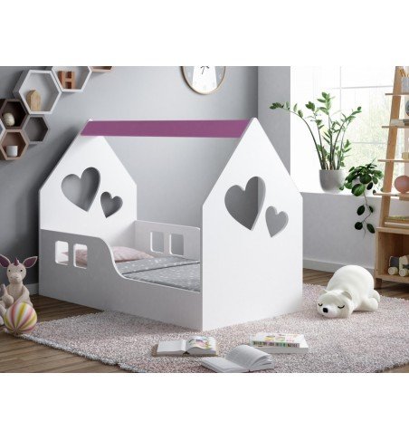 Vaikiška lova Happy House L01 Heart, 140x70cm Pink