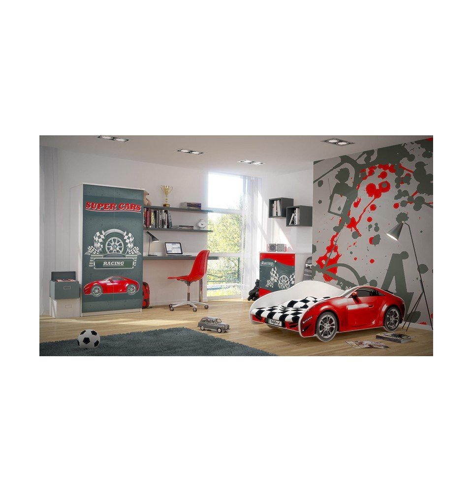 Vaikiška lova mašina S-Car Red, 160x80cm
