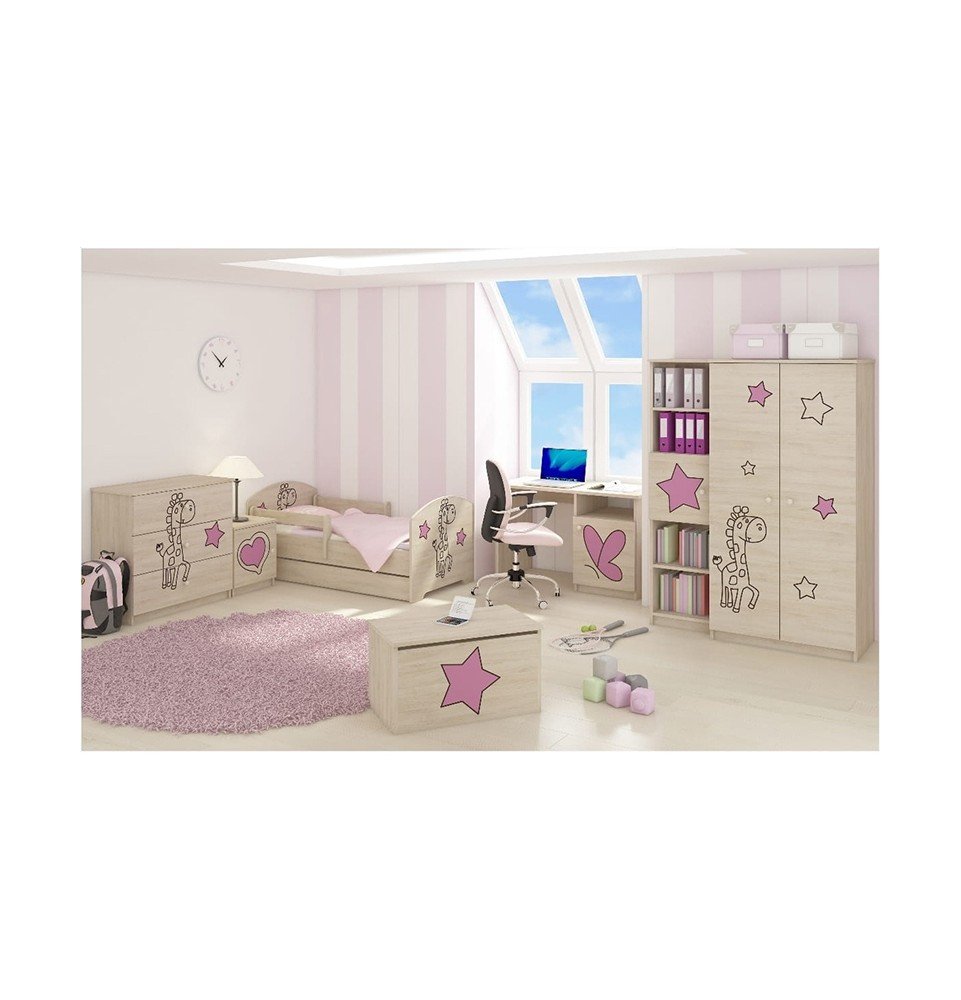 Vaikiška lova su stalčiumi Oskar X Decorated Giraffe 01, 160x80cm