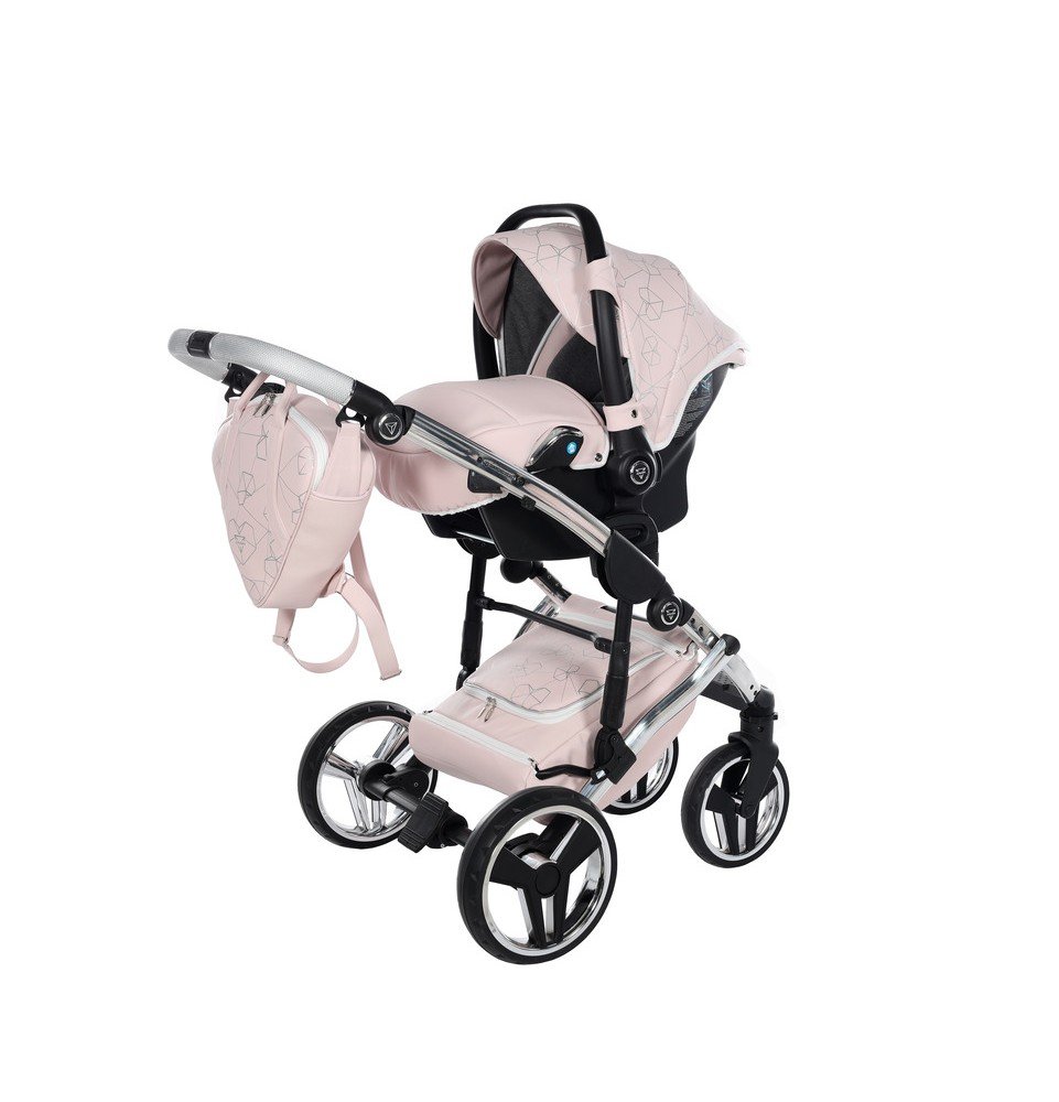 Universalus vežimėlis Junama Heart 3in1, Pink/Silver