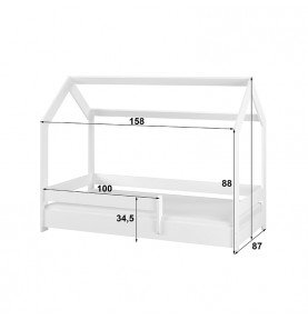 Vaikiška lova namelis be stalčiaus White 160×80cm