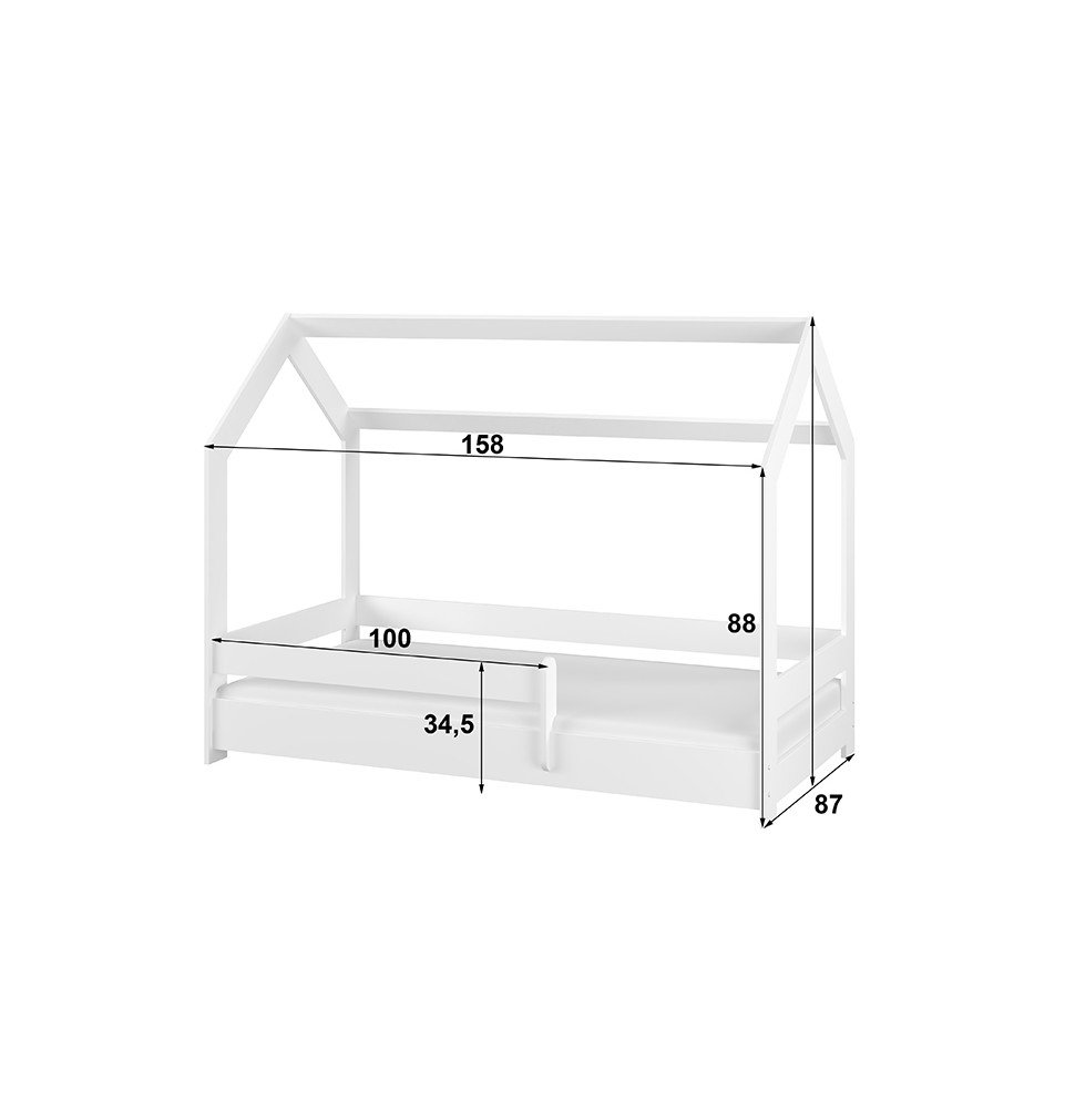 Vaikiška lova namelis be stalčiaus White 160×80cm