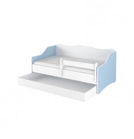 Vaikiška lova su stalčiumi Lulu Smooth White Blue, 160x80cm