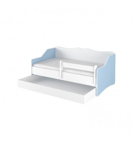 Vaikiška lova su stalčiumi Lulu Smooth White Blue, 160x80cm