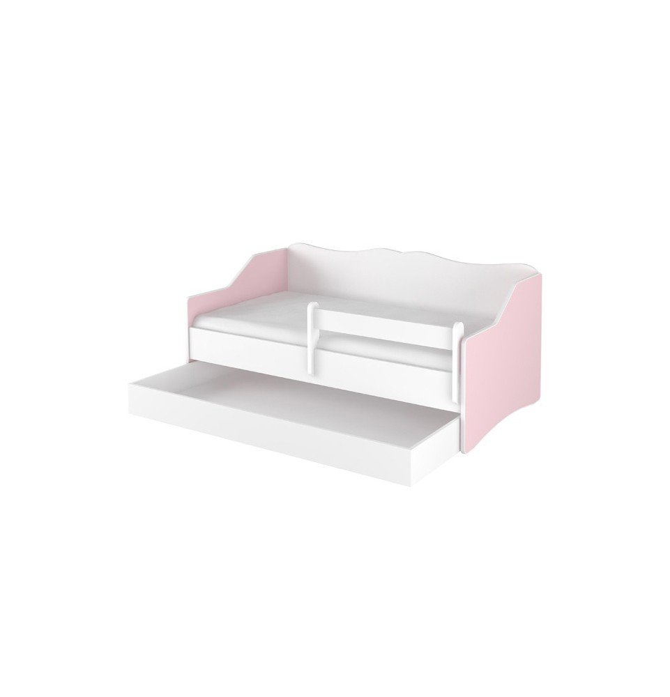 Vaikiška lova su stalčiumi Lulu Smooth White Pink, 160x80cm