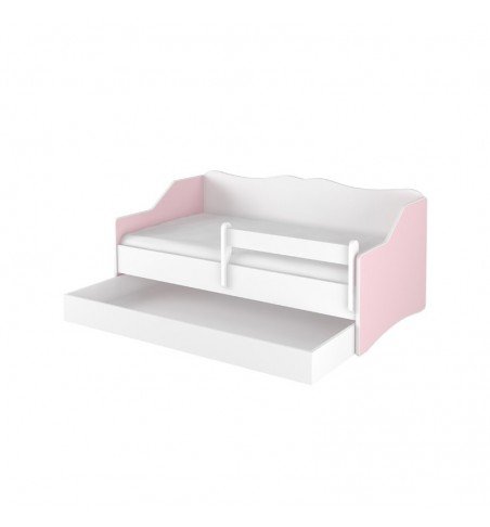 Vaikiška lova su stalčiumi Lulu Smooth White Pink, 160x80cm