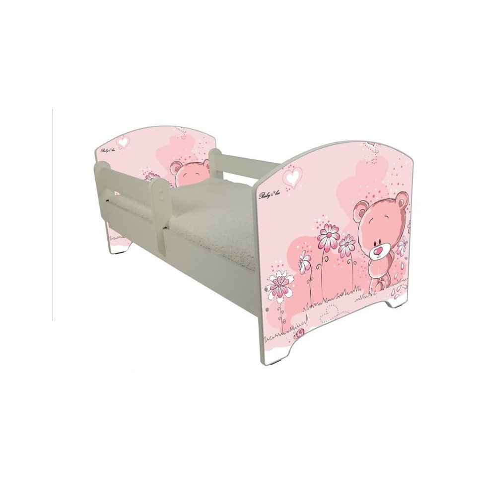 Vaikiška lova su stalčiumi Oskar X Pink Bear, 160x80cm