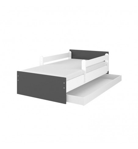 Vaikiška lova su stalčiumi Max Smooth White Antrachite, 180x90cm