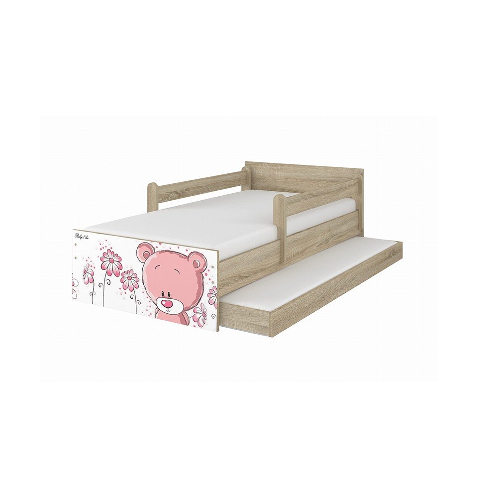 Vaikiška lova su stalčiumi Max Pink Bear Wood, 180x90cm