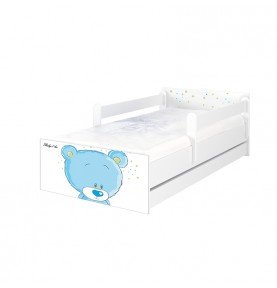 Vaikiška lova su stalčiumi Max Blue Bear White, 180x90cm
