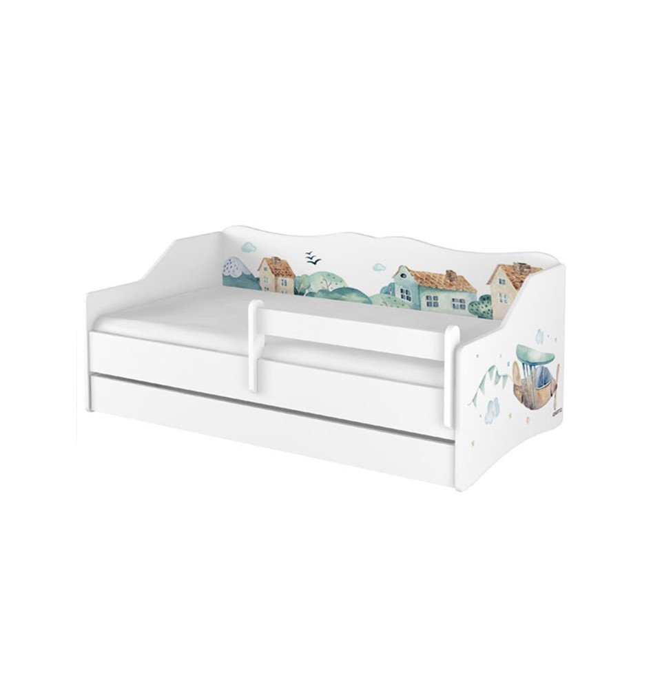 Dvivietė vaikiška lova su stalčiumi Lulu Airplanes, 160x80cm