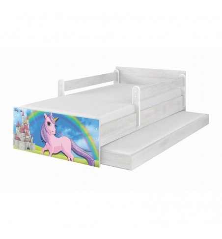 Dvivietė vaikiška lova su stalčiumi Max Fairytale land Grey, 180x90cm