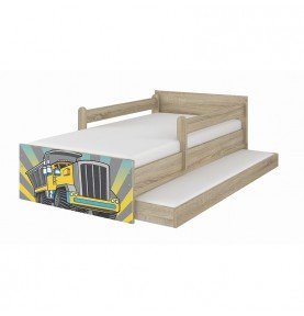 Dvivietė vaikiška lova su stalčiumi Max Truck Wood, 180x90cm