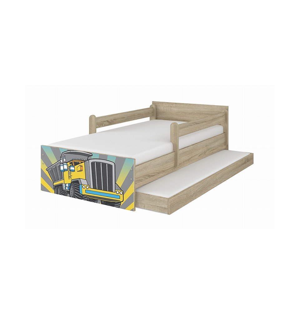 Dvivietė vaikiška lova su stalčiumi Max Truck Wood, 180x90cm