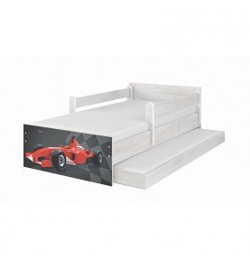 Dvivietė vaikiška lova su stalčiumi Max Formula Grey, 180x90cm