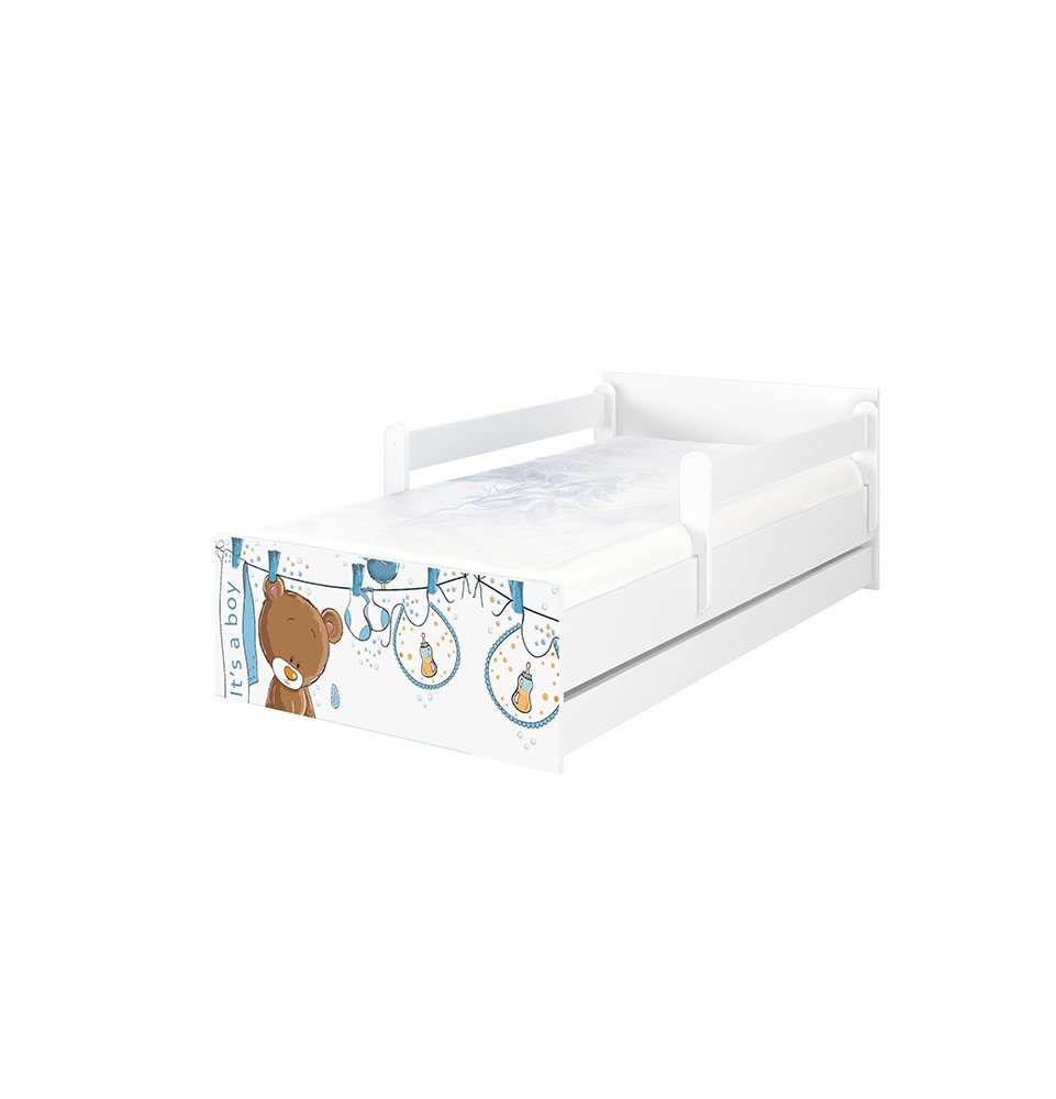 Dvivietė vaikiška lova su stalčiumi Max Washed Bear White, 180x90cm Dvivietė vaikiška lova su stalčiumi Max Washed Bear White, 180x90cm