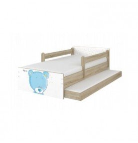 Dvivietė vaikiška lova su stalčiumi Max Blue Bear Wood, 180x90cm