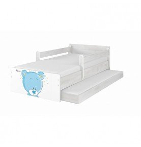 Dvivietė vaikiška lova su stalčiumi Max Blue Bear Grey, 180x90cm