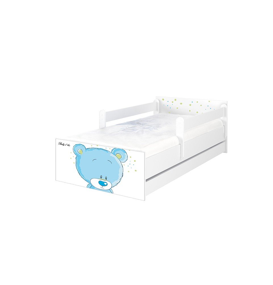 Dvivietė vaikiška lova su stalčiumi Max Blue Bear White, 180x90cm