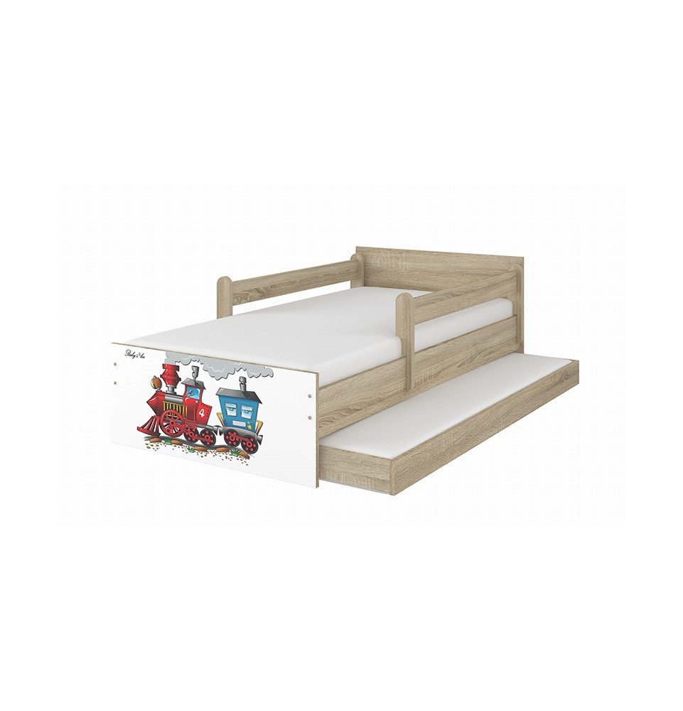 Dvivietė vaikiška lova su stalčiumi Max Train Wood, 180x90cm