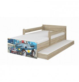 Dvivietė vaikiška lova su stalčiumi Max Police Wood, 180x90cm