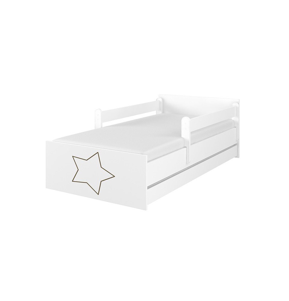 Dvivietė vaikiška lova su stalčiumi Max Decorated Star White, 180x90cm