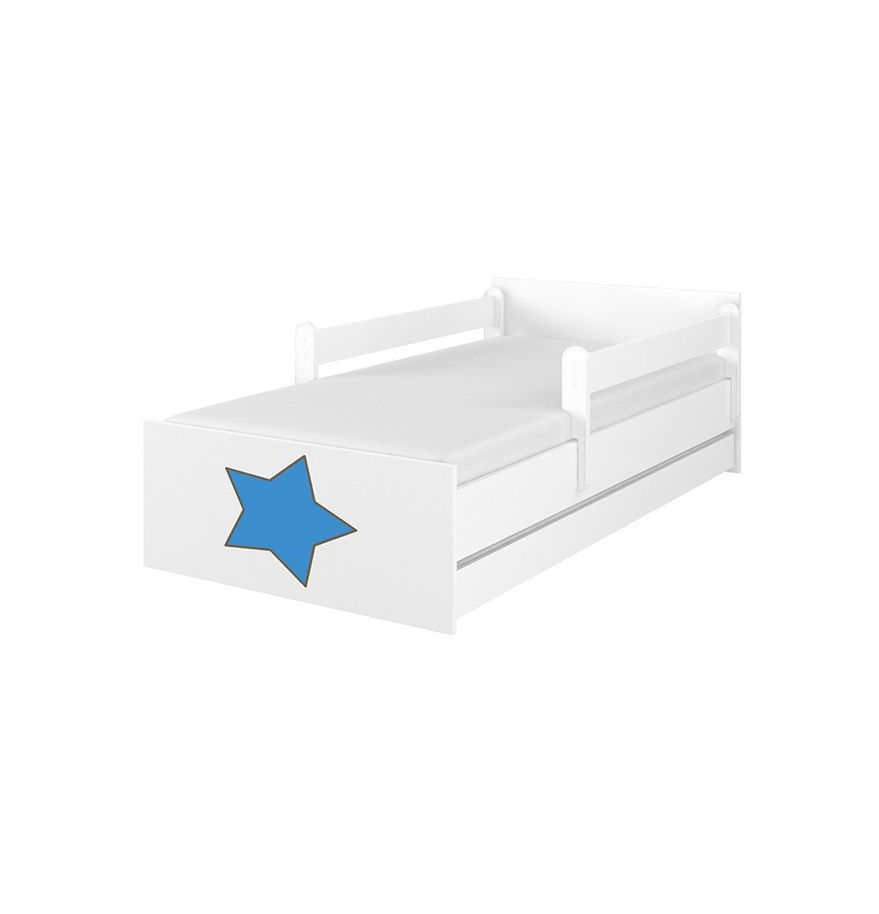 Dvivietė vaikiška lova su stalčiumi Max Decorated Star 01 White, 180x90cm