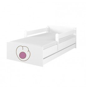 Dvivietė vaikiška lova su stalčiumi Max Decorated Cat 02 White, 180x90cm