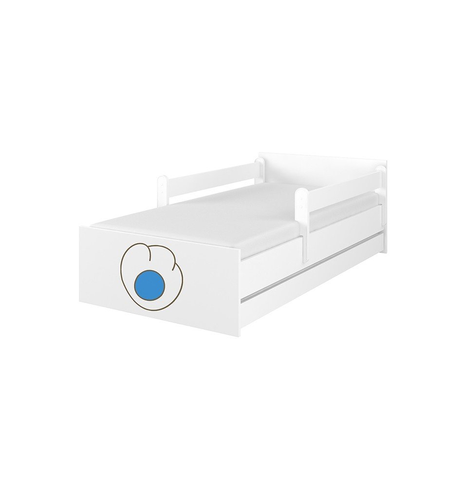 Dvivietė vaikiška lova su stalčiumi Max Decorated Cat 01 White, 180x90cm