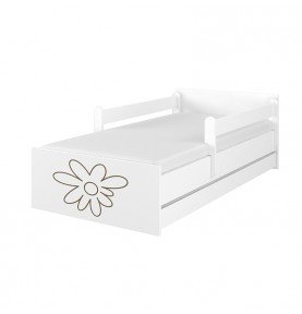 Dvivietė vaikiška lova su stalčiumi Max Decorated Flower White, 180x90cm