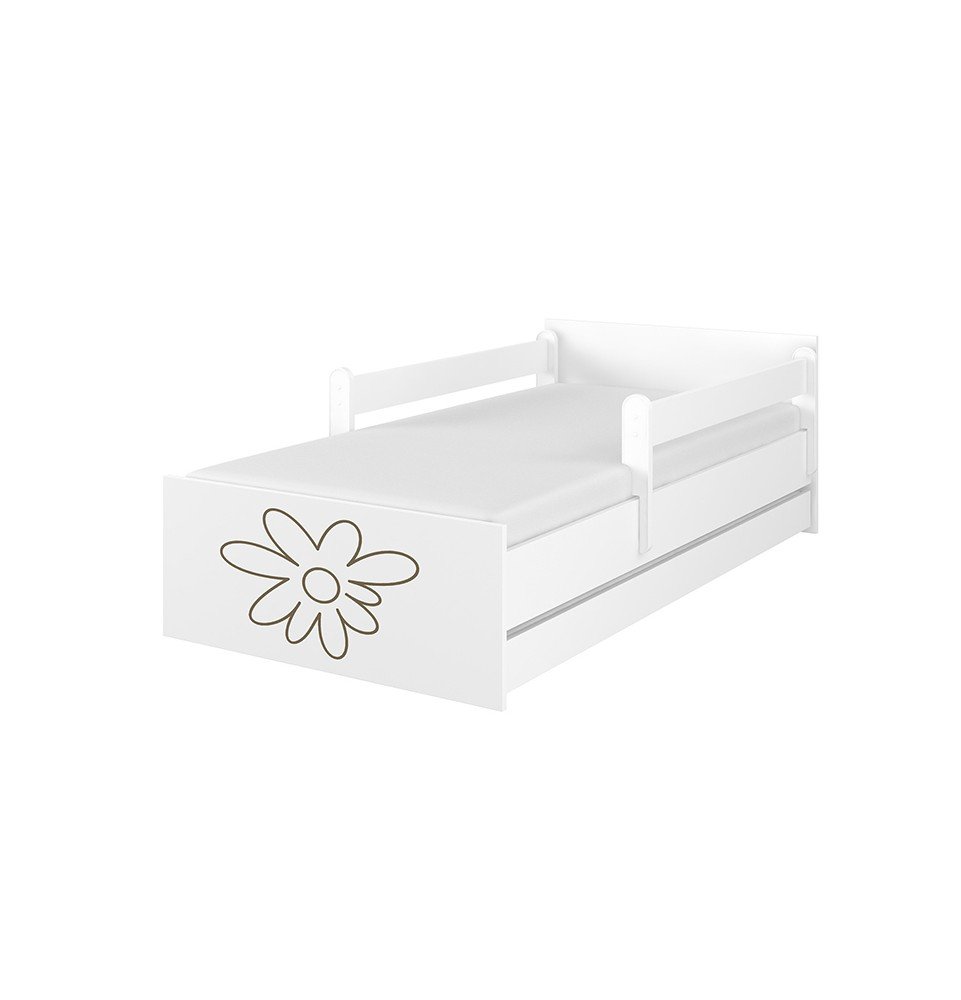Dvivietė vaikiška lova su stalčiumi Max Decorated Flower White, 180x90cm Dvivietė vaikiška lova su stalčiumi Max Decorated Flower White, 180x90cm