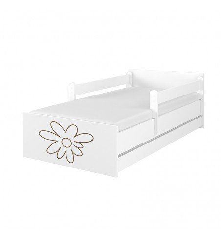 Dvivietė vaikiška lova su stalčiumi Max Decorated Flower White, 180x90cm