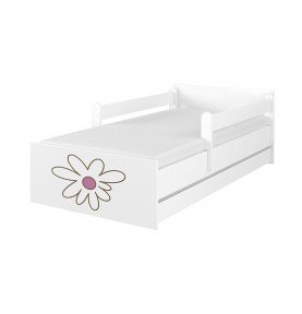 Dvivietė vaikiška lova su stalčiumi Max Decorated Flower 02 White, 180x90cm