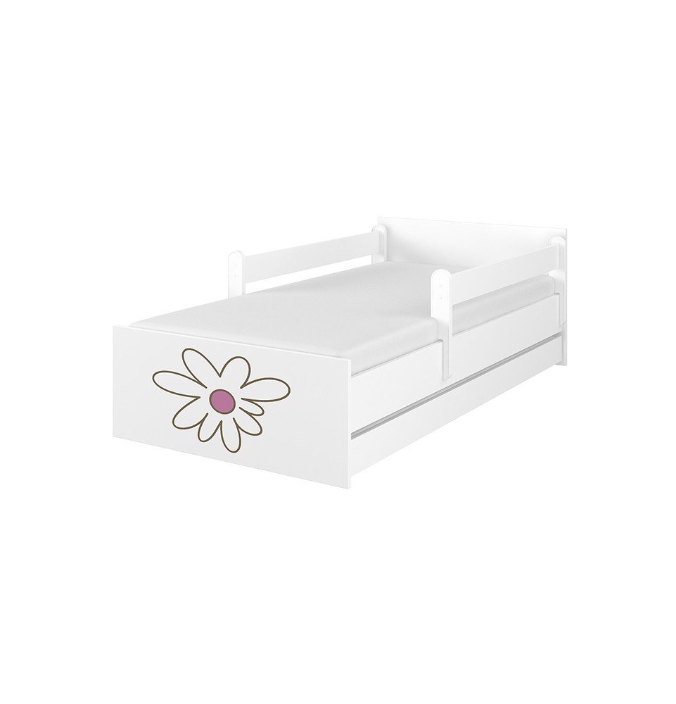 Dvivietė vaikiška lova su stalčiumi Max Decorated Flower 02 White, 180x90cm